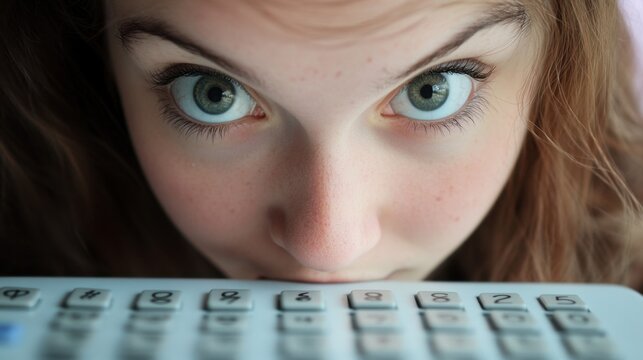 Close-up of caucasian teenage girl with keyboard focused on screen