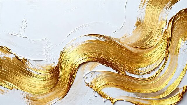 Golden brushstroke on white canvas