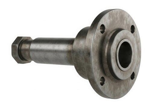 Metal flange shaft coupling mechanical part isolated on white background