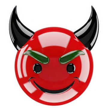 Smiling devil face with horns illustration isolated on white background