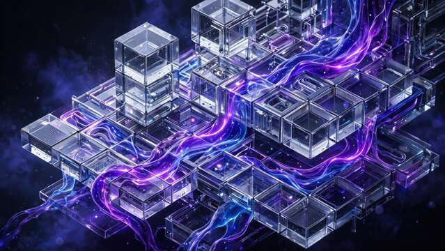 Abstract Crystal Structure with Electric Energy Flow.