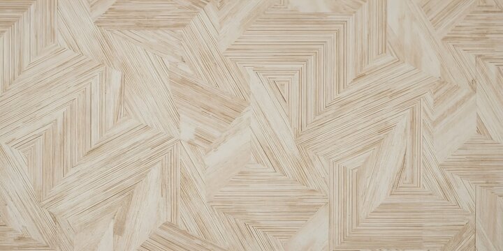 Abstract geometric chevron pattern on light natural oak wood veneer wall paneling with geometric, background