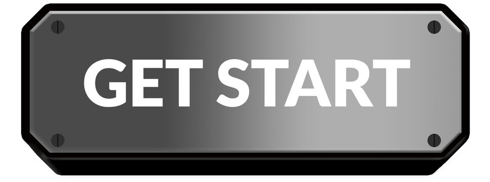 Glossy Chrome Get Start Button with Realistic Metallic 3D Professional Web Interface Transparent Background PNG