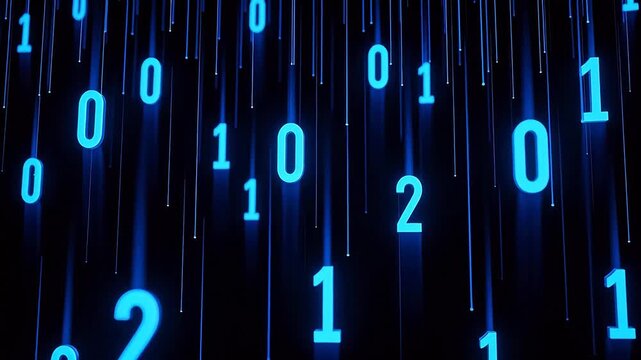 Binary code numbers falling