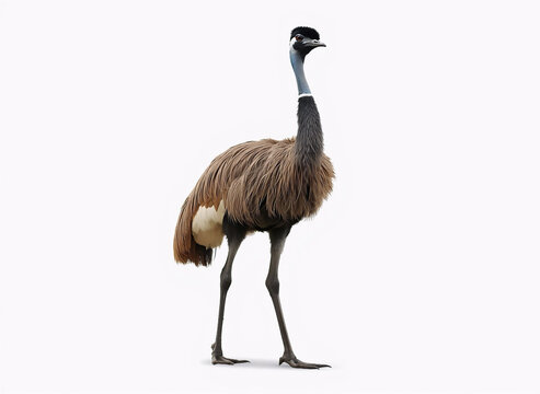 Emu Standing Isolated on White Background