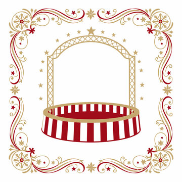 Contemporary old circus design with vintage elements on white background