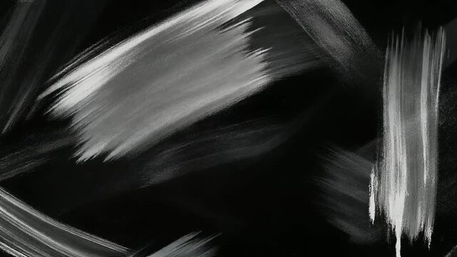 黒背景に走る勢いあるブラシストロークの筆致