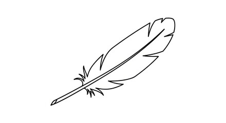 Simple black line art feather illustration. © Bakso