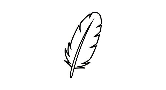Simple black feather icon illustration.