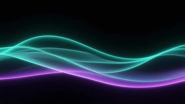 Teal and violet luminous bands drifting through darkness