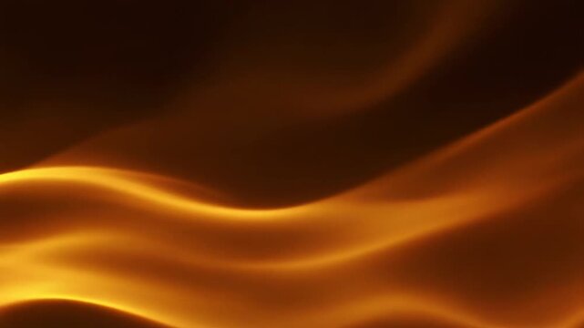 Warm heat shimmer distorts and ripples through space, bending light continuously under amber backlighting against deep black, creating atmospheric cinematic motion and copy space.