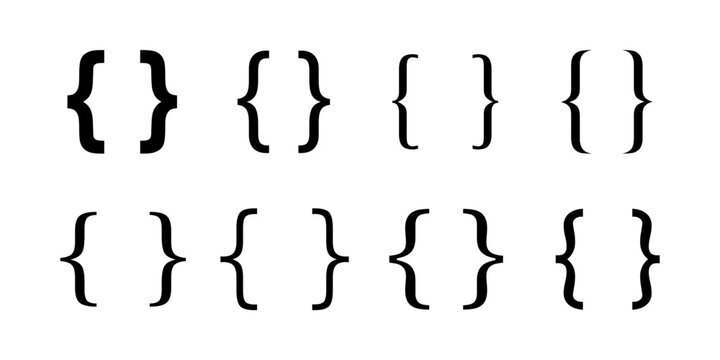 Curly Braces and Bracket Punctuation Symbol Collection Typography Vector Set