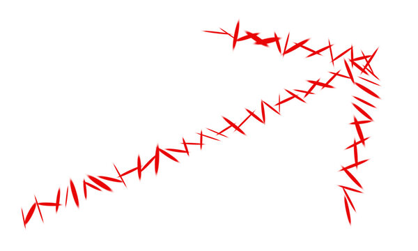 Red Stitched and Zigzag Arrow Directional Vector Design