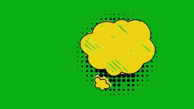 Yellow thought bubble cloud animation overlay designed for green screen chroma key video editing social media content creation motion graphics templates digital marketing and youtube videos