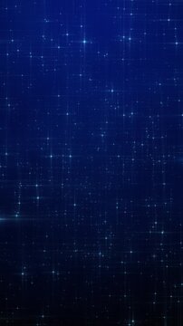 光線の長い星がきれいに輝く星空　ゆっくり前進、星の量：普通　ループ　縦長