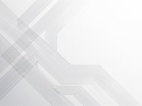 Abstract background with parallel lines forming a geometric circuit pattern isolated on white background