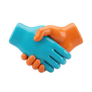 3d render of a colorful handshake icon isolated on transparent background