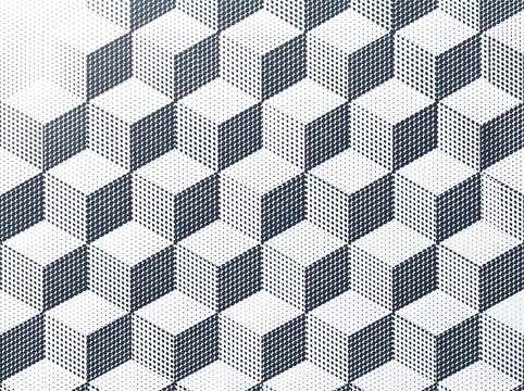Abstract geometric pattern with halftone cubes