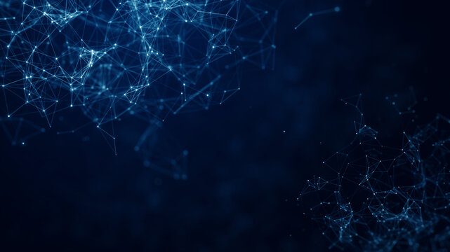 Abstract Digital Network Technology Background with Glowing Data Connections and Copy Space