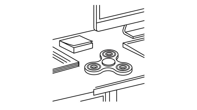Close up of a fidget spinner on a desktop