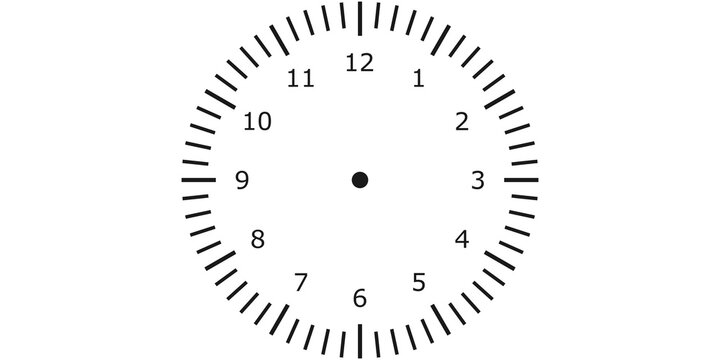 Minimal black clock face with numbers and minute markers