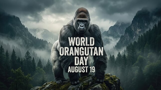 World Orangutan Day August 19 gorilla orangutan standing in misty mountain forest