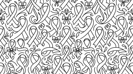 Fototapeta premium Awareness ribbons with bows and swirls pattern