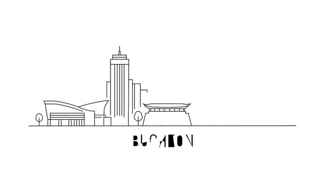 Simple line art shows Bucheon's skyline