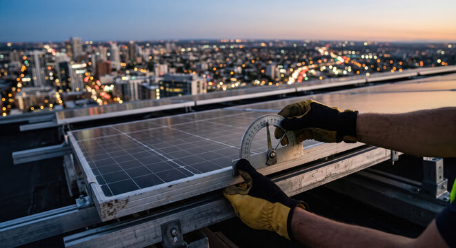 Rooftop solar PV array: IEC 61730 modules, inverter IEEE 1547, net metering, commissioning, safety compliance.
