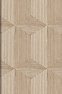 Geometric 3D cube pattern on textured wood surface with geometric background laminate abstract interior