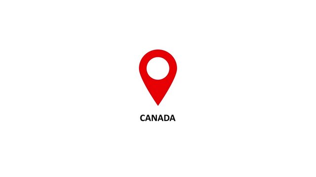Red location pin icon with white circle and text on CANADAN white background map marker navigation. Location or map pin icon symbol set. Location pointer.