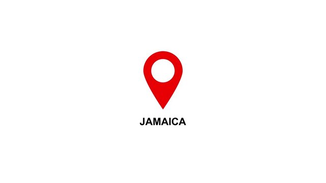 Red location pin icon with white circle and text on JAMACIA white background map marker navigation. Location or map pin icon symbol set. Location pointer.