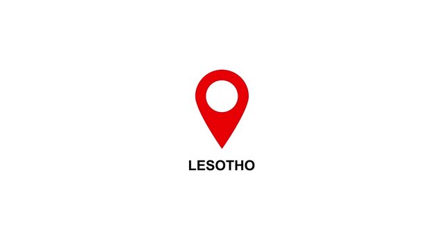 Red location pin icon with white circle and text on LESOTHO white background map marker navigation. Location or map pin icon symbol set. Location pointer.