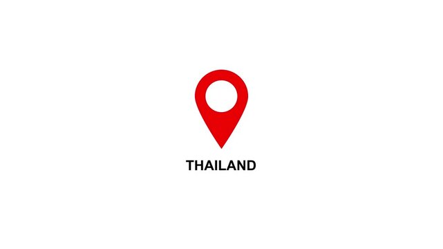 Red location pin icon with white circle and text on  THAILAND white background map marker navigation. Location or map pin icon symbol set. Location pointer.