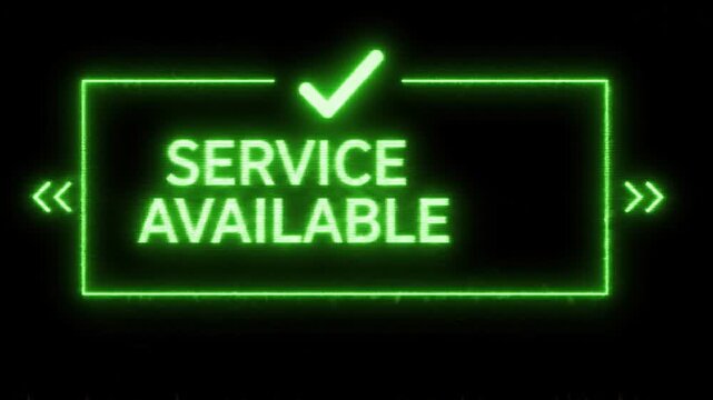 Green neon service available status indicator graphic animation