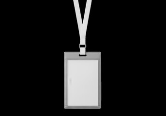 Obraz premium Empty id badge with lanyard and clip isolated on transparent background