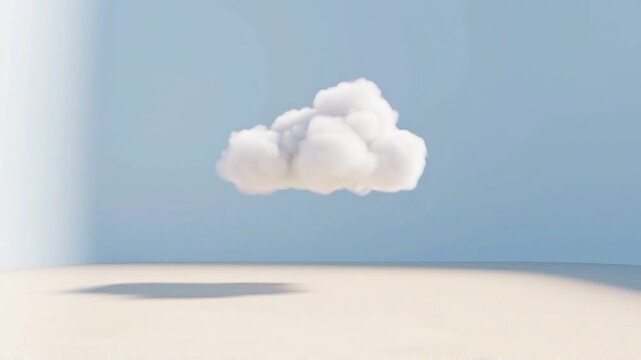 A single white cloud floating inside an indoor room