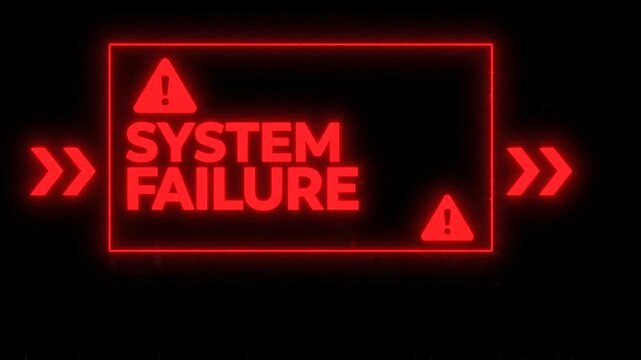 System failure warning animation on digital display screen