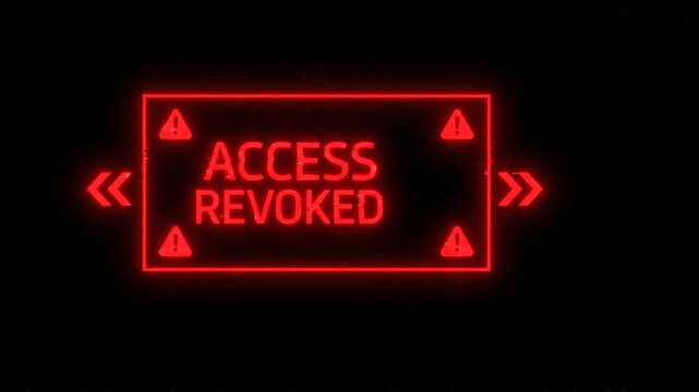 Access revoked security warning sign glitch animation