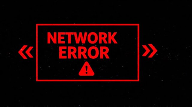 Network Error warning message animation with digital glitch effect