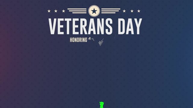 Veterans Day Honoring All Who Served Text Animation with Military Star Badge and Green Screen Paint Brush Matte Reveal