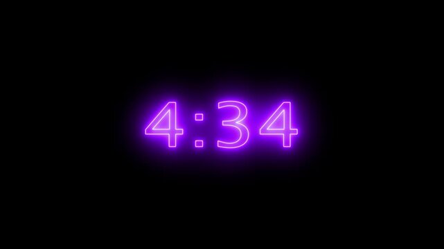 countdown animation, 5 minutes displays a timer counting down minutes and seconds black background.