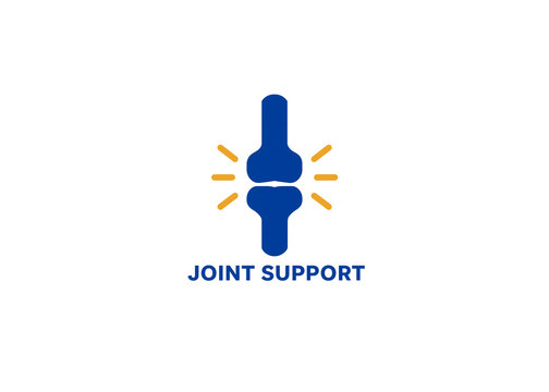Joint support medical logo icon with bone structure design, orthopedic care and arthritis relief concept vector illustration