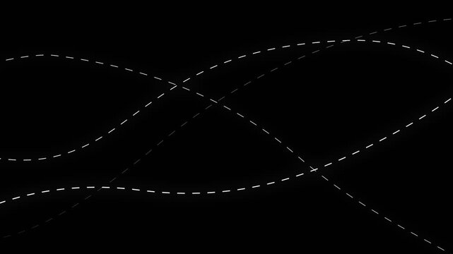 Dotted Line Animation line animation to indicate an object. line animation following wavy dotted line. motion graphic animation. whimsical destination trail, creative journey path on white background