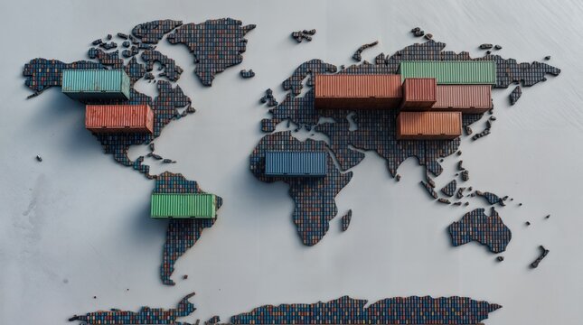 Logistics Trade World Map Shipping Container