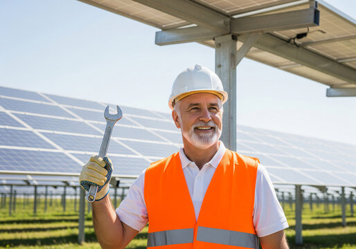 engineer worker checking solar power plant.