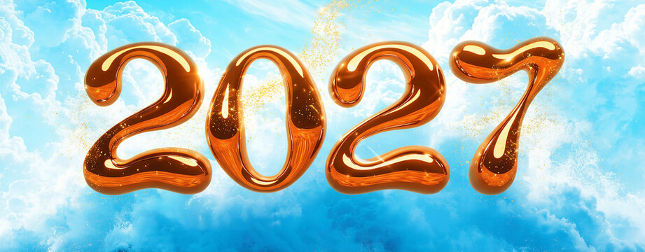 2027 Newyear Future Metallic Glossy Sky