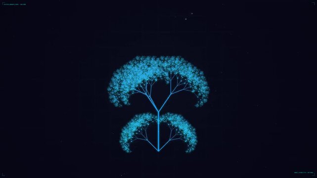 Digital Fractal Tree Growing on Dark Background