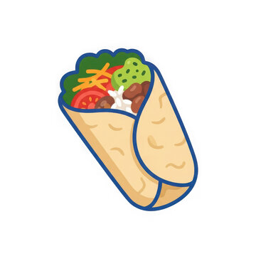 Delicious burrito wrap isolated on transparent background
