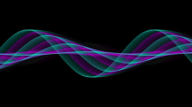 Abstract wavy light trail in space with neon colors